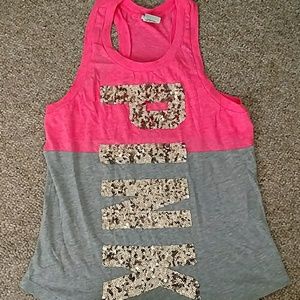 PINK Sequined Tank Top